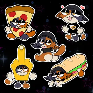 Meowskulls Meme Sticker Pack Funny Food Style Pizza Sandwich Cat Gamer Vibe Cute Cool Cartoon Sticker for Laptop Phone Bottle