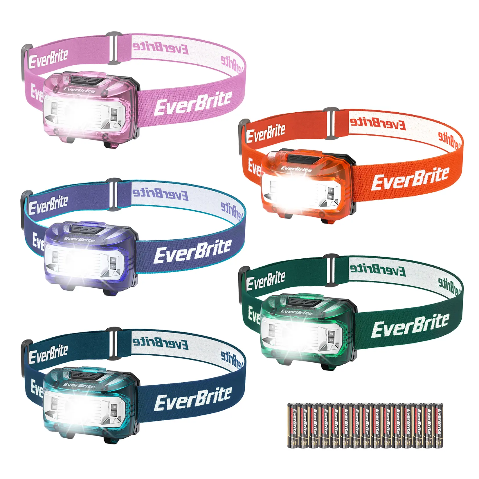 #summersale EverBrite Headlamp, Kids Headlamp with Red Light and Memory Function, Head Lamp for Adults and Kids with 5 Modes, Bright Headlamps for Camping, Running, Batteries Included