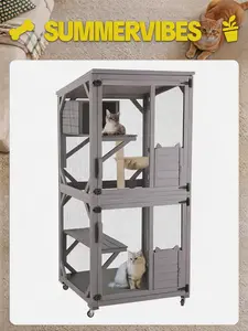 Summervibes Aivituvin-AIR22 Large Cat House , Outdoor Cat Catio (Inner Space 13.2ft²),Outdoor Cat Enclosure,Connect to window or slider door #petlovers