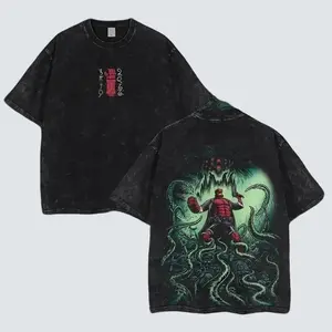 Hellboy "Doom Bringer" - Vintage Distressed Oversized T-Shirt, Washed Heavy Cotton, Dark Gothic Anime Streetwear, Demon Slayer Aesthetic, Retro Comic Inspired Graphic Tee graphic tees vacation outfits men gifts dailywear Comic tshirt