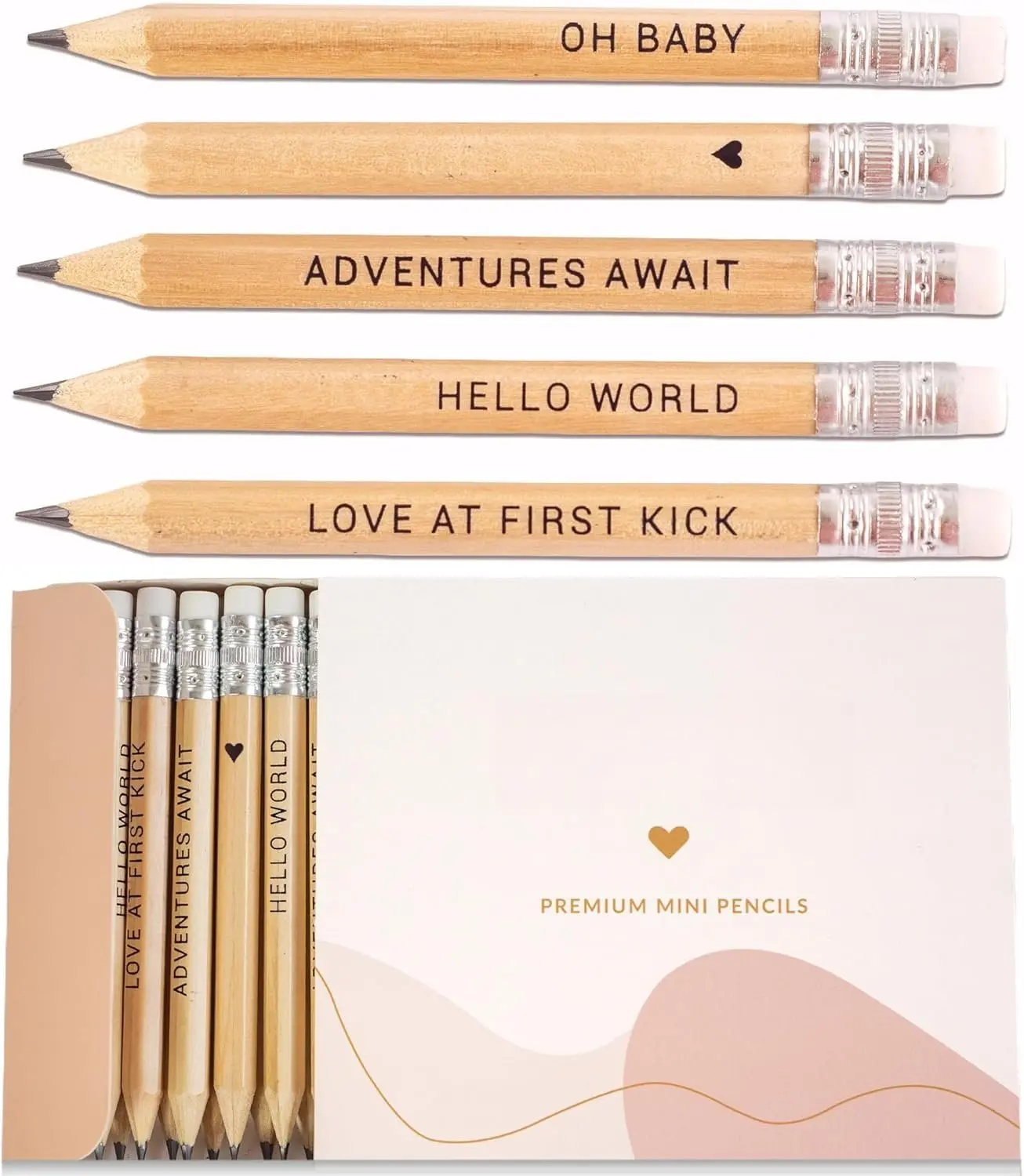 Mini Pencils For  Shower  Boy, Heart Pencils, Small Blue Pencil Set ( Pencil Set)