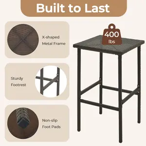 COSTWAY - Patio Wicker Bar Stools Set of 2 with Seat Cushions and Footrest