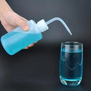 Plastic Safety Cleaning Bottle - Narrow Mouth, Scale Label, Perfect for Lab & Tattoo Use