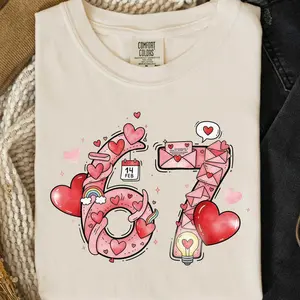 Cupid Days 67 Love Comfort Colors Shirt, 6 7 Valentines Day Shirt, 6 7 Number Meme T-Shirt, Valentines Day Gift, Gift for Her