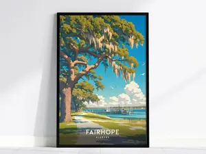 Fairhope Alabama Poster | Southern Coastal Wall Art | Framed or Unframed