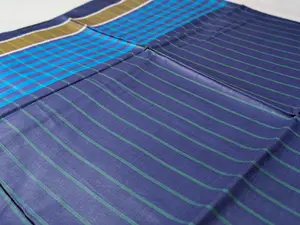 RegularX Blue Handloom Cotton Lungi 80 Count Stitched Comfort
