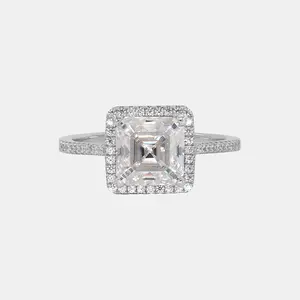 【182】Elysia 2.5 Carat Asscher Cut Synthetic Moissanite Ring – Fashionable Wedding/Engagement Jewelry for Women