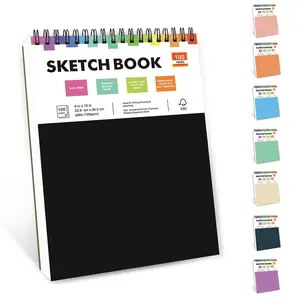 Large Sketchbook Art Sketch Book 100 Pages Spiral Drawing Book Blank Sketch Pad Thick Acid-Free Paper Solid Cover Multiple Colors Available 8.97x12.59 Inches