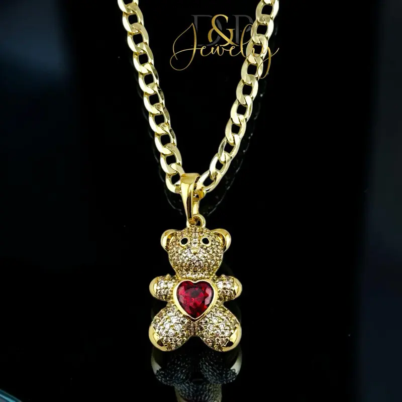 TEDDY BEAR NECKLACE 20''GOLD PLATED HIGH QUALITY