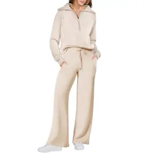 Quarter Zip Pullover Sweatshirt and Sweatpants Womens 2 Piece Sweatsuits