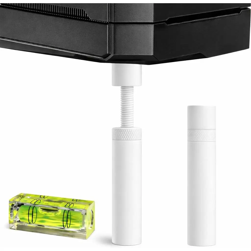 White Adjustable Video Card Stand - GPU Sag Prevention Support with Rectangular Bubble Level for Leveling, 74-120mm Height Adjust Range, Supports Cards