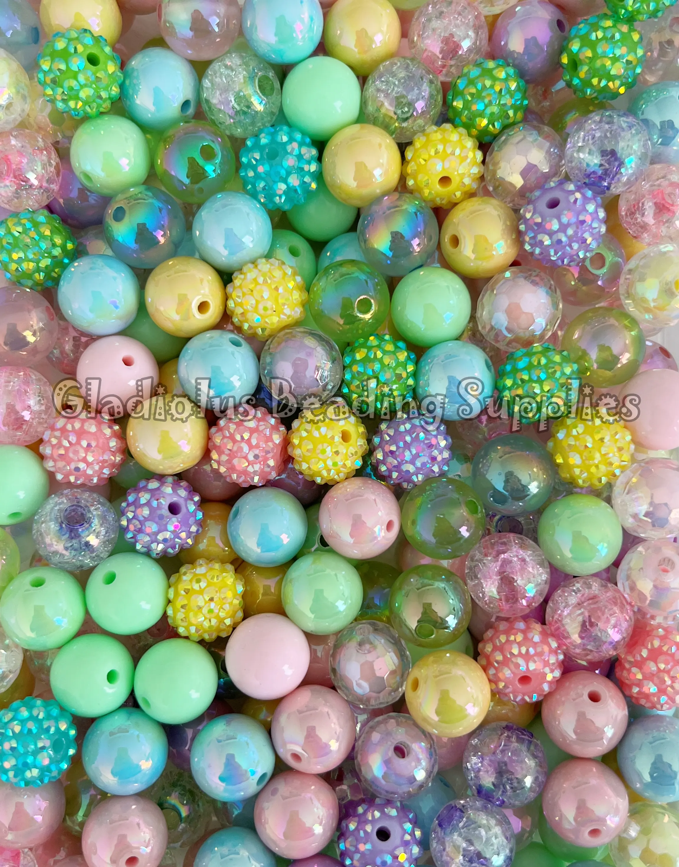16mm Easter Beads, Easter Color, Bunny Theme, Egg, Resin, Loose, Chunky Beads, Round, Gumball, Crafting Supplies
