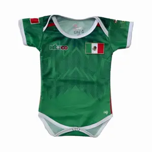 México Soccer Jersey Green Color with Team Logo National Flag Design Comfortable Short Sleeves Soft 100% Polyester Expandable Shoulders Tagless Durable Snaps