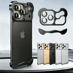 Alien metal corner pad suitable for Apple 17 Promax phone case iPhone 16 borderless 15 with built-in lens film Damatek 1