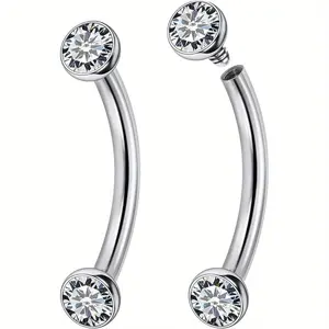 Jenxnjsjo F136 Titanium 16g 6/ 8/ 10mm Eyebrow/ Rook/ Snug/ Vertical- Labret/ VCH/ Snake- Eyes/ Anti- Tragus/ Christina/ Daith/ Belly- Button/ Bridge/ Hood/ Surface Curved Barbell Piercing Jewelry for Women Men