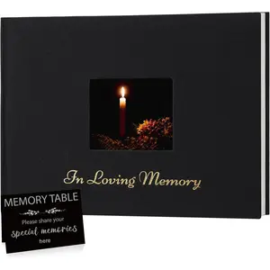 Linen Funeral Guest Book for Memorial Service Hardcover in Loving Memory Guestbook Celebration of Life Keepsake Guest Sign in Book with Table Sign for Funeral Service