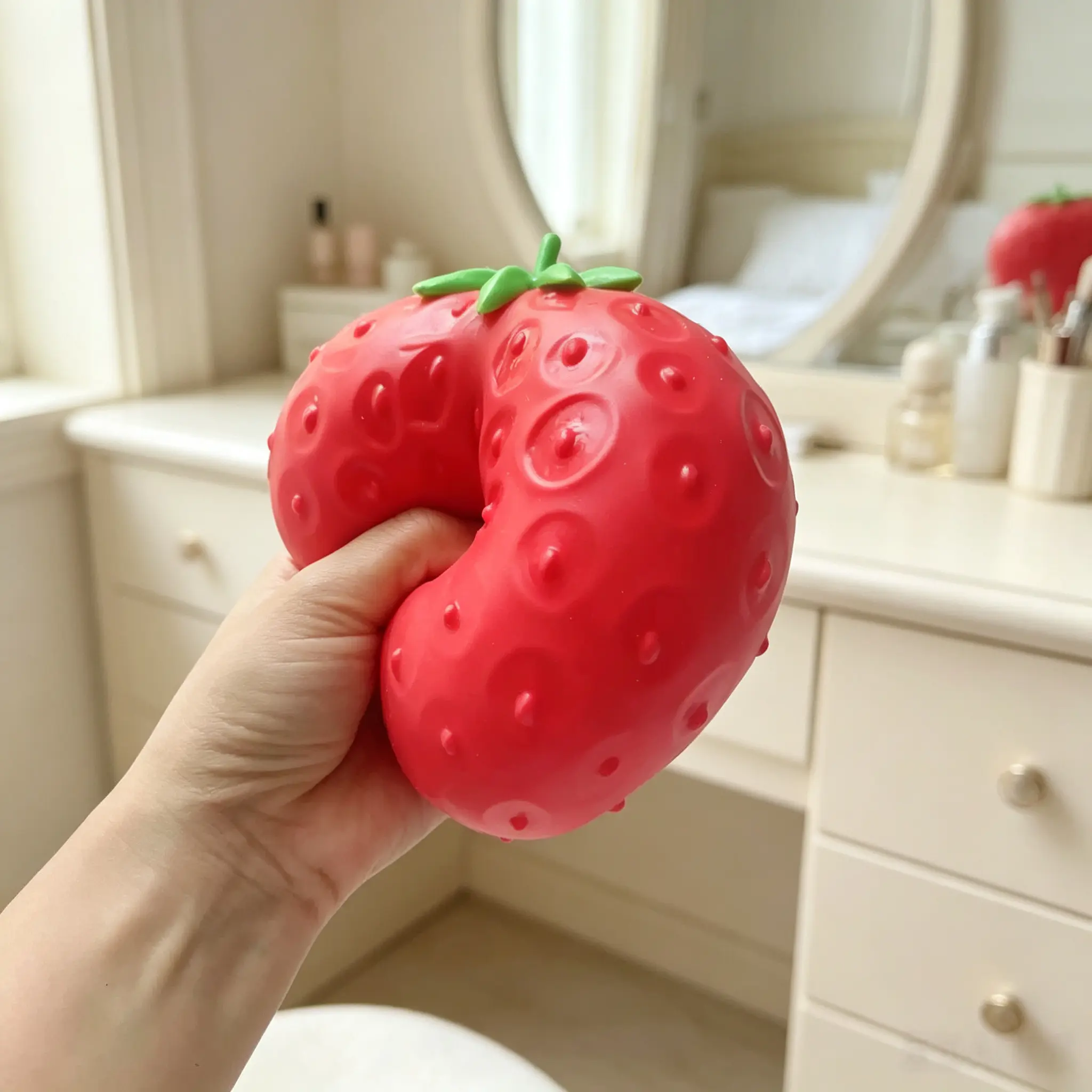 Oversized Fake Strawberry Squishies, Soft Elastic TPR Squeeze Sensory Toy, Vivid Fruit Design, Satisfying ASMR Texture Stress Reliever, Collectible Gift for Hobbyists & Stress Relief Seekers