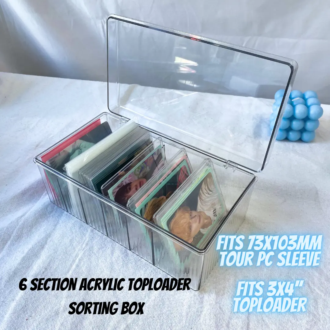 6 Section Acrylic Toploader Storage and Sorting Box (Fits 100Pcs 3x4 Toploader)