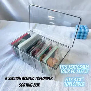 6 Section Acrylic Toploader Storage and Sorting Box (Fits 100Pcs 3x4 Toploader)