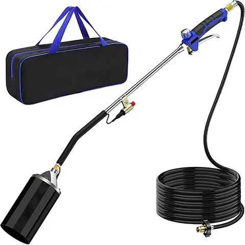 Blow Torch Flamethrower Propane Weed Burner with Storage Bag Powerful Weed Torch with 10FT Hose Flame Weeder with Turbo Trigger for Flame Weeding,Roof Asphalt,Ice Snow,Road Marking