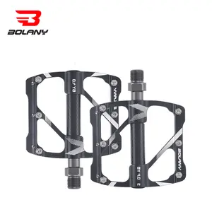 BOLANY Mountain Bike Pedals, 3 Sealed Bearings CNC Aluminum Alloy MTB Pedals with 12 Anti-Skid Pins Bicycle Flat Pedals, 9/16"