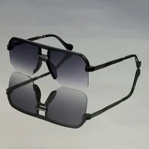 Unisex Fashion Half-frame Glasses, Metal Frame, Trendy Design, Casual Party Glasses, Durable Glasses