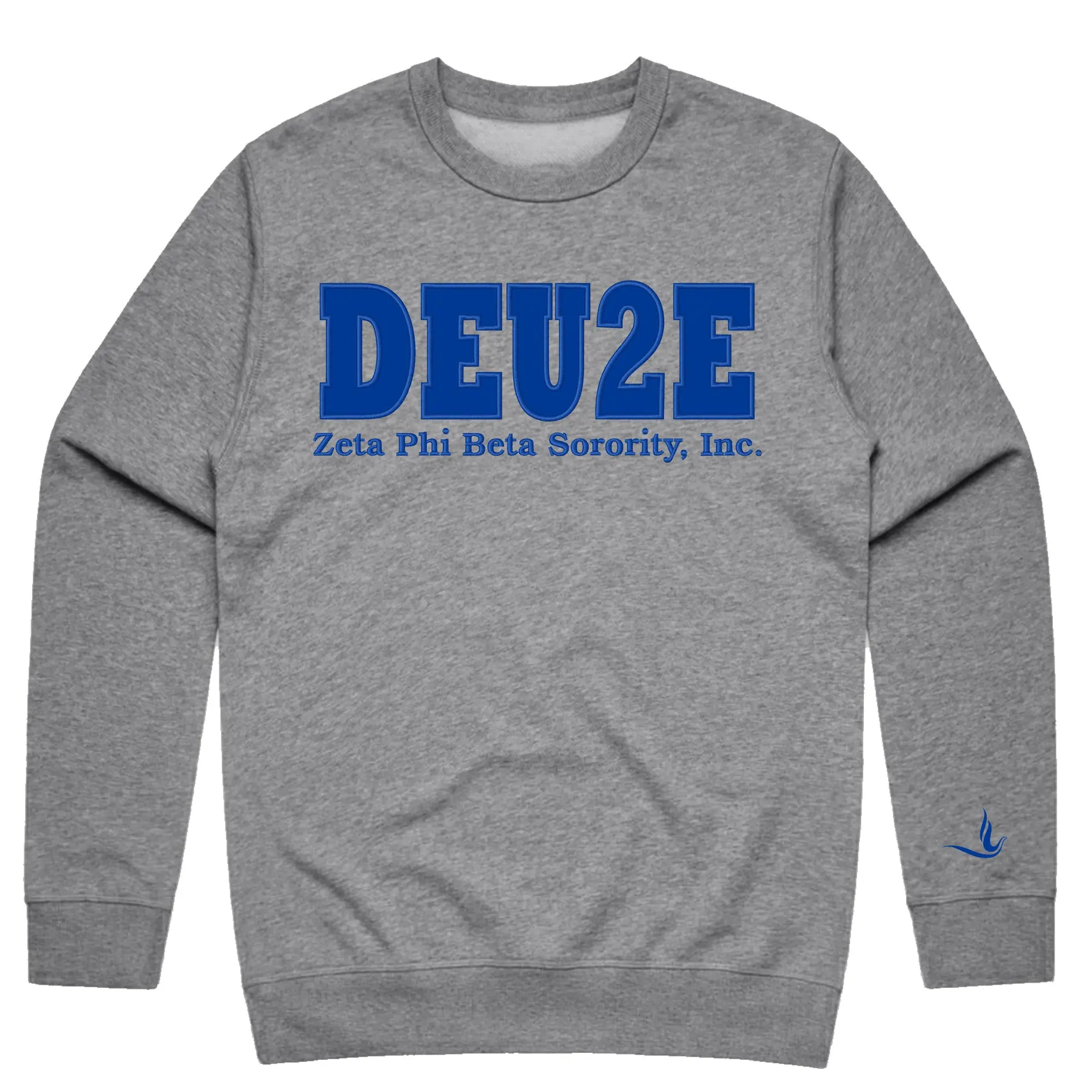 DEU2E Embroidered Crewneck Sweatshirt – Heather Gray | Zeta Phi Beta