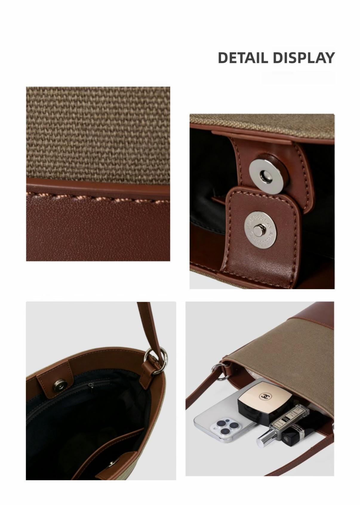 Retro Colorblock Bucket Bag 2026 New, Vintage Cylinder Shoulder Handbag for Women, Luxury Minimalist Daily Bag