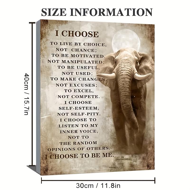Elephant Canvas Wall Art Inspirational Quote Rustic Framed Home Office Decor