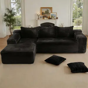 【2 Packages Shipping】Classic 105" Sectional Couches for Living Room Modular Sofa with Deep Seat L-Shape Design Chaise Boneless No Assembly Required Flannel Material Soft Cozy