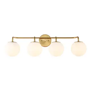 Louis Parisian Globe 31" 4-Light Metal/Frosted Glass Modern Contemporary LED Vanity Light