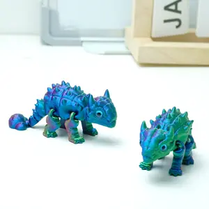 2pcs 3D printed ankylosaur model toys, flexible joint animal doll statues, home and office desk decorations, holiday surprise gifts Durable