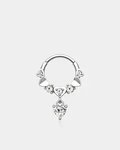 Deep Love Dangle Heart Segment Septum Ring