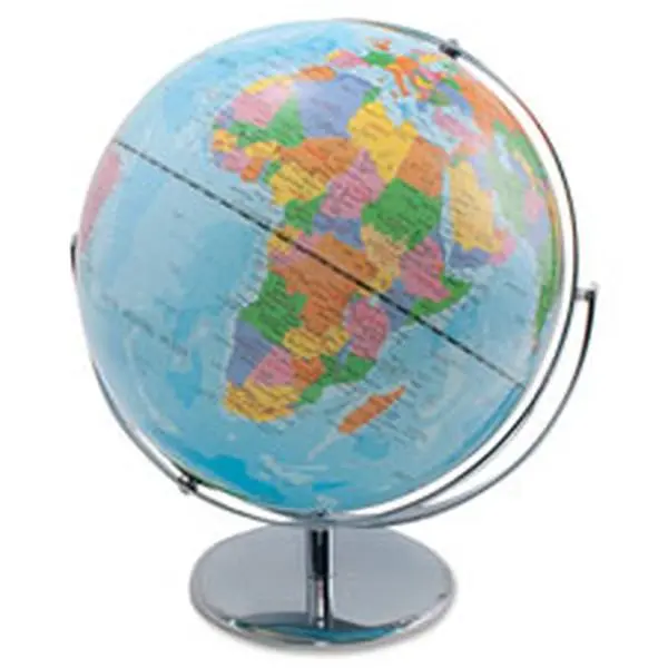 12in x 16in x 13in Political Geography Educational World Globe - Rotates, Blue Oceans, Bright Contrasting Colors, Full-Meridian, Raised Relief Design, Silver Base