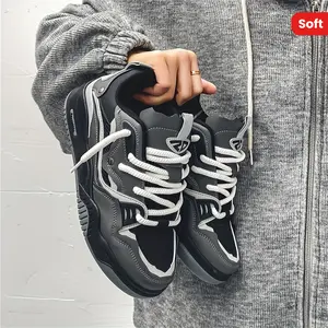 DAWSRi Men's Trendy Low Top Street Style Skate Shoes, Comfy Non Slip Casual Lace Up Soft Sole Sneakers For Men's Outdoor Activities