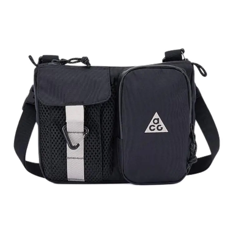 Nike ACG Minimalist Crossbody Sling Bag, Black Fabric with Zipper Closure, Unisex Luggage Accessory, Minimalist Crossbody Bag