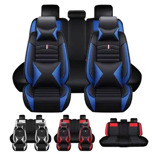 PU Leather Car Seat Covers Full Set Front Rear Cushion Pad Breathable Front Rear Protector Non-slip Mat with Pillows