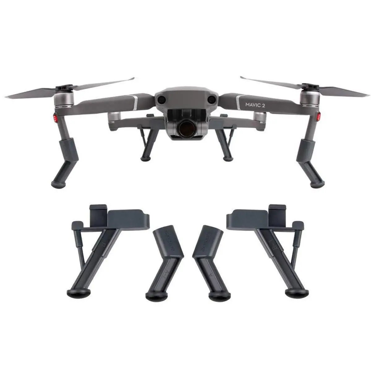 FS Labs Drone Leg Extenders Kit - Durable Height Extender with Riser Set Stabilizers, Protective Accessories for DJI Mavic 2 Pro/Zoom Quadcopter, Gray