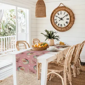 One table runner .   serves as a tabletop decoration. Made of polyester fiber, it's a modern - style home decor item suitable for dining rooms, living rooms, kitchens, and outdoor spaces. Long Table Runner Kitchen Linen table  runners  for  event