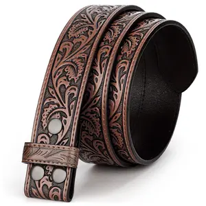 BELTROAD Western Leather Belt Strap for Men Women Cowboy Cowgirl Engraved Embossed Leather Belt Strap for Jeans Pants dealsforyoudays Adjustable Buckle