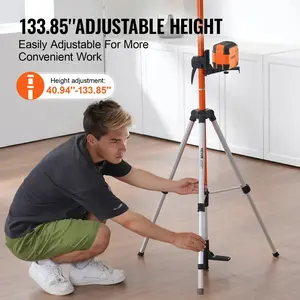 SucceBuy Laser Level Tripod 1/4"-20 & 5/8"-11 Thread Mount 40.94-133.85in Height Adjustment with Level Bubble & Heavy-duty Stand