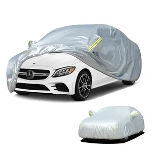 Car Cover, Car Sunshade Cover, Sun Protectve Heat Insulation Dustproof Scratch Prevention Car Cover with Reflective Warning Strip, Suitable for Mercedes-Benz C-Class