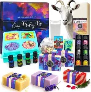 Soap Making Kit for Adults – DIY Melt & Pour Set with 6 Essential Oils, Goat Milk Base, Dried Flowers, Molds & More – Make 8 Natural Soaps – ZenseMe Craft Kit Gift for Women