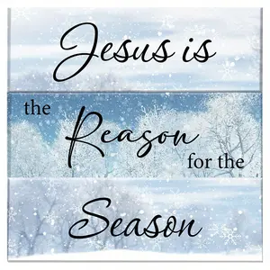 3pcs Winter Wooden Strip Decorative Ornaments - Jesus Is The Reason Or The Season Wood Signs - Rustic Farmhouse Wooden Decoration Set for Center Table, Tray Decoration, Winter Christmas Decoration