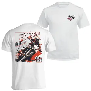 Extreme Rider Dirt Bike T-Shirt Red and Black Motocross Graphic Tee with Splash Design Performance Streetwear for Offroad Racing and MX Fans - Tops