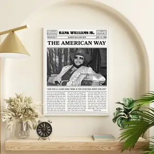 HankWilliamsJr. Retro Newspaper Print, The American Way Poster, Lyrics Print, Hankk WilliamsS  Poster, Habits Old and New Poster UNFRAMED