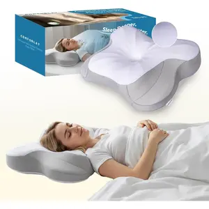 Talc-Free Cervical Memory Foam Pillow for Neck and Shoulder, Butterfly-Shaped Ergonomic Breathable Pillow for Side Back Stomach Sleepers with Pillowcase, Skin-Friendly Fabric