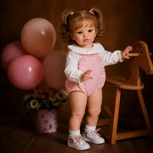 26in Handmade Reborn Realistic Baby Doll Complete Set, Soft Body, Hand-Planted Brown Hair, Painted Veins, with Birth Certificate, Kids Birthday Gift