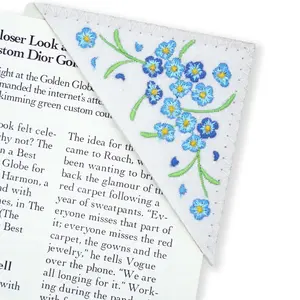 Personalized Hand Embroidered Corner Book Marks for Reading Women,Seasons Felt Triangle Page Stitched Leather Cute Bookmarks,Book Accessories for Reading Lovers