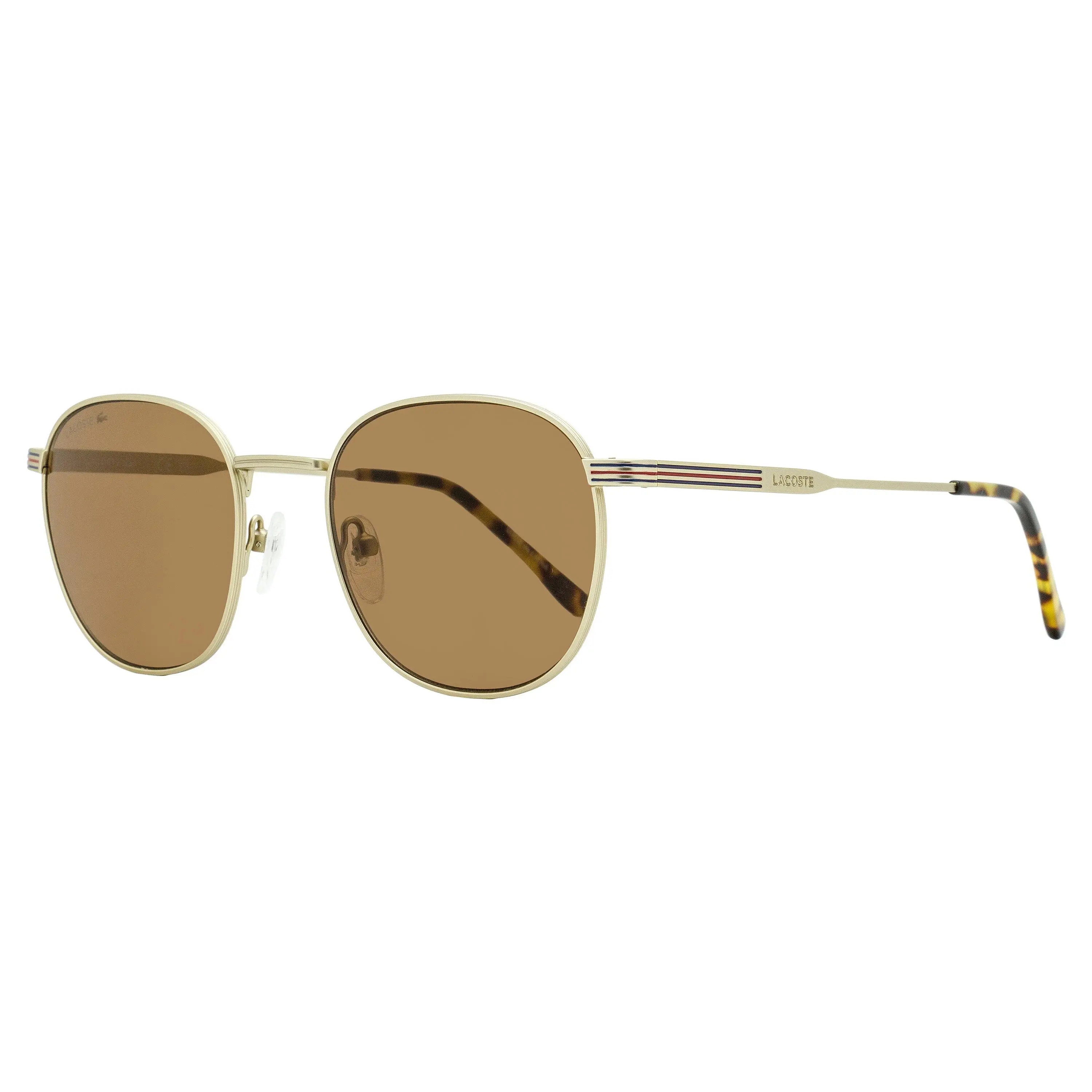 Lacoste Oval Striped Colored Men's Sunglasses - L251S 710 Matte Gold, 52mm, Luxury Gold-Toned, Sun Protection, Ideal for Driving/OOTD, Luxury Gold-Toned Men's Sunglasses